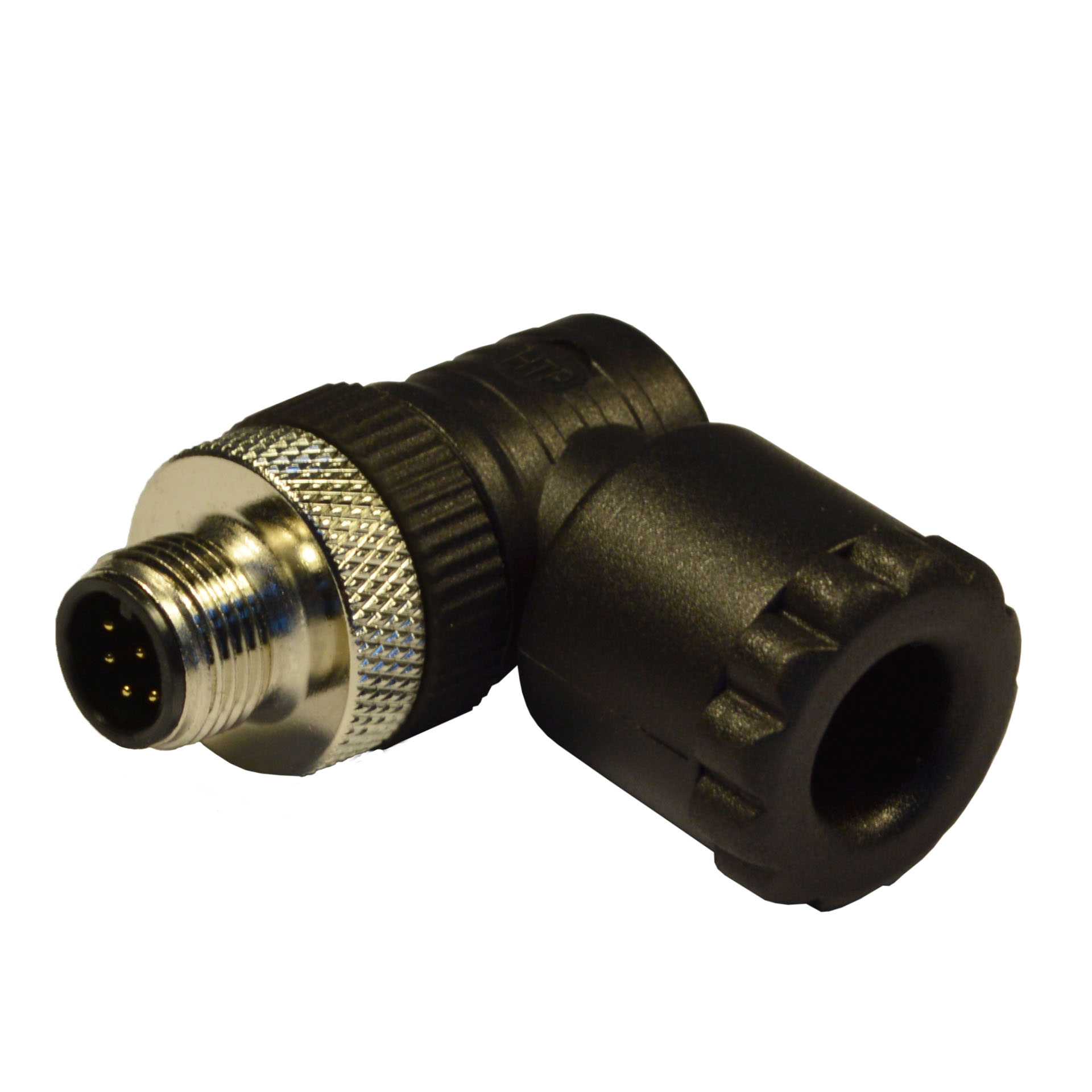 M12 field attachable,male,90°,8p.,PG9/11unif. or double exit cable
